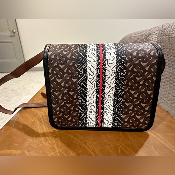 Burberry Bridle Brown Monogram Small E-Canvas TB Shoulder/Crossbody Bag - Picture 3 of 10